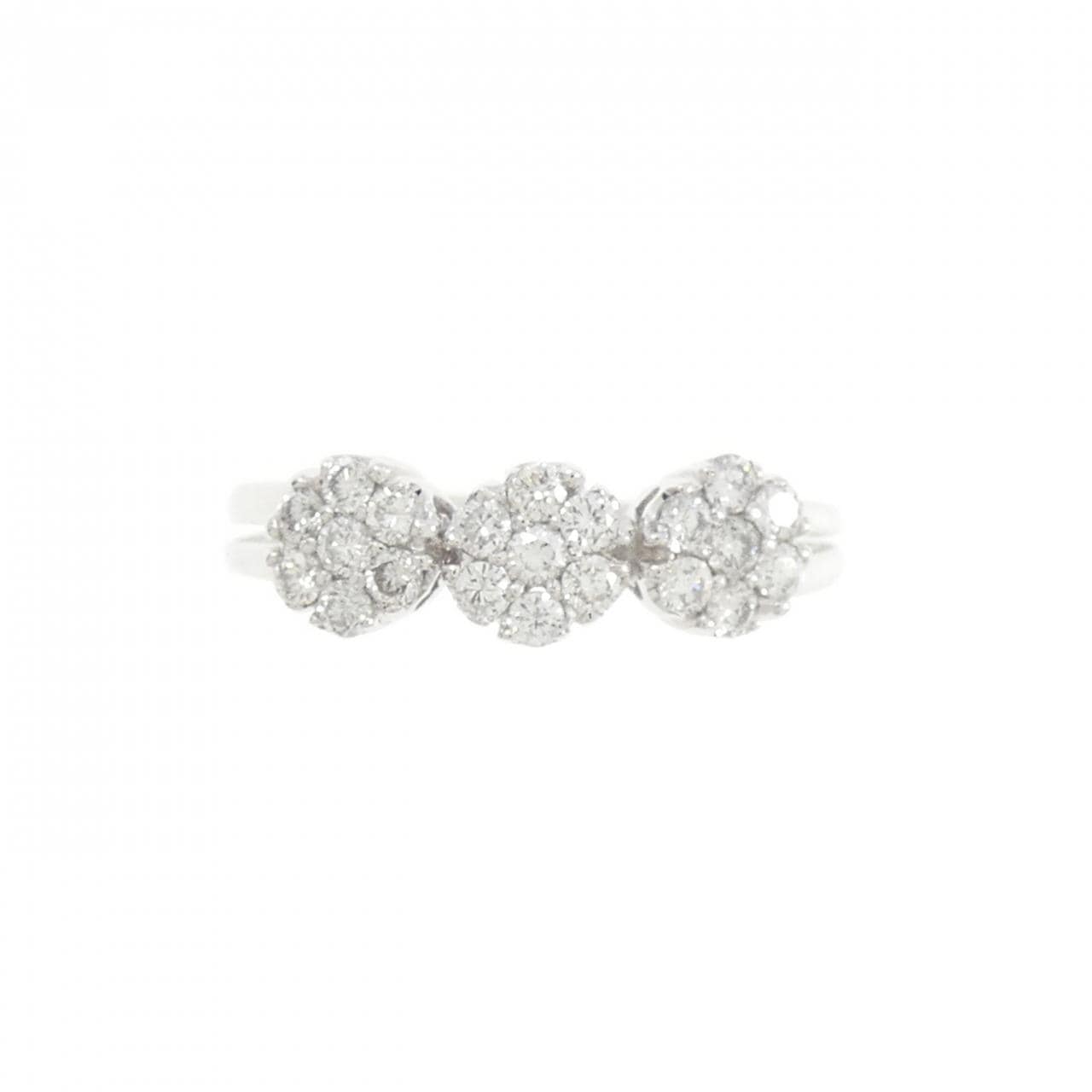 750WG フラワー ダイヤモンド リング