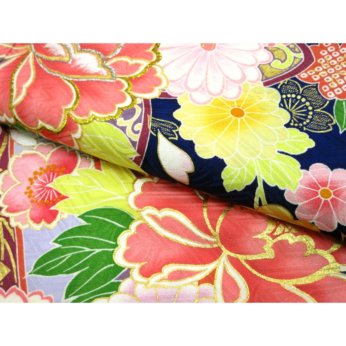 振袖　友禅金彩加工　刺繍入りボカシ染