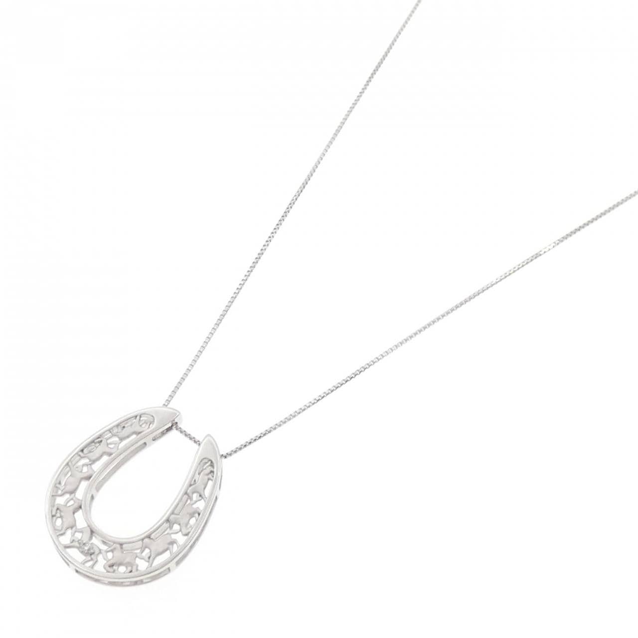 【新品】PT950/PT850 ホースシュー ダイヤモンド ネックレス 0.01CT