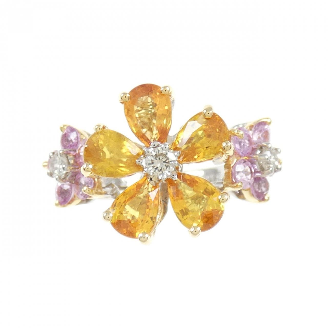 750WG/750YG フラワー サファイヤ リング 3.55CT
