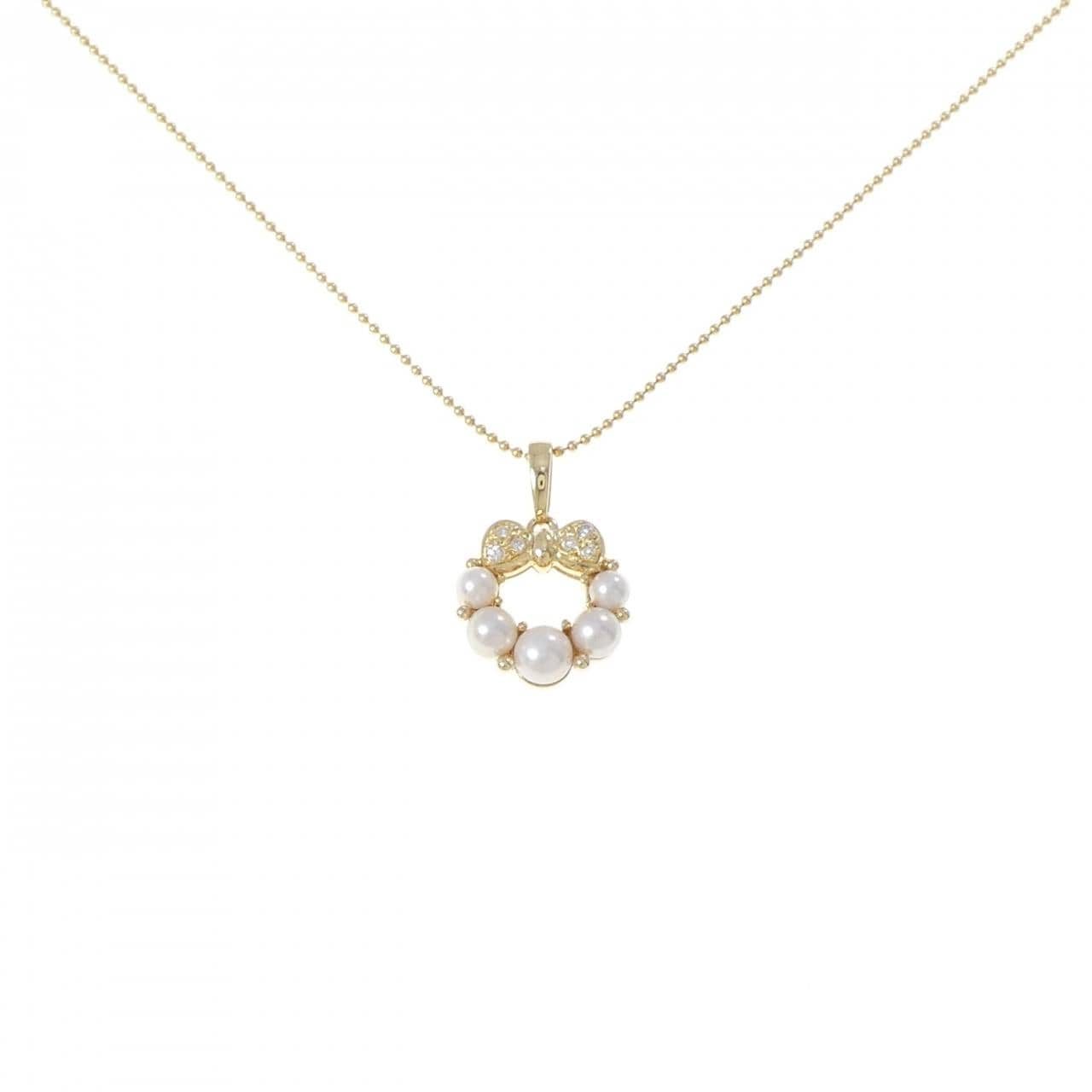 K18YG リボン アコヤパール ネックレス