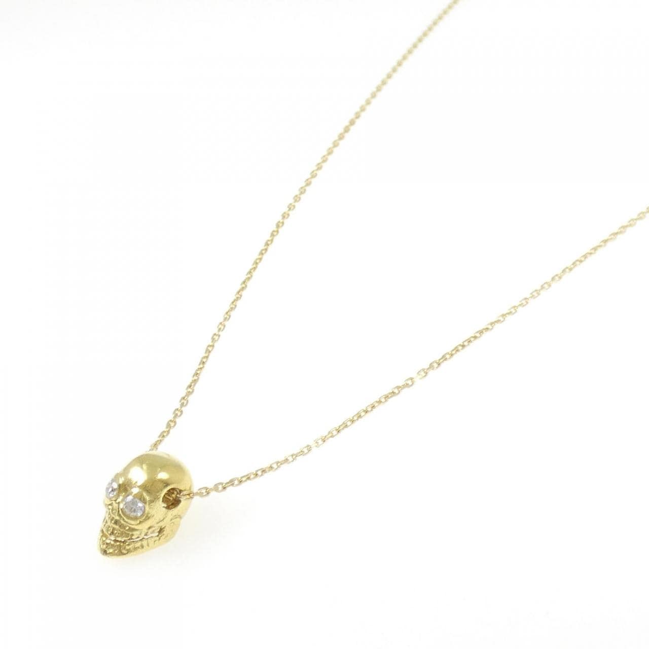 750YG スカル ダイヤモンド ネックレス