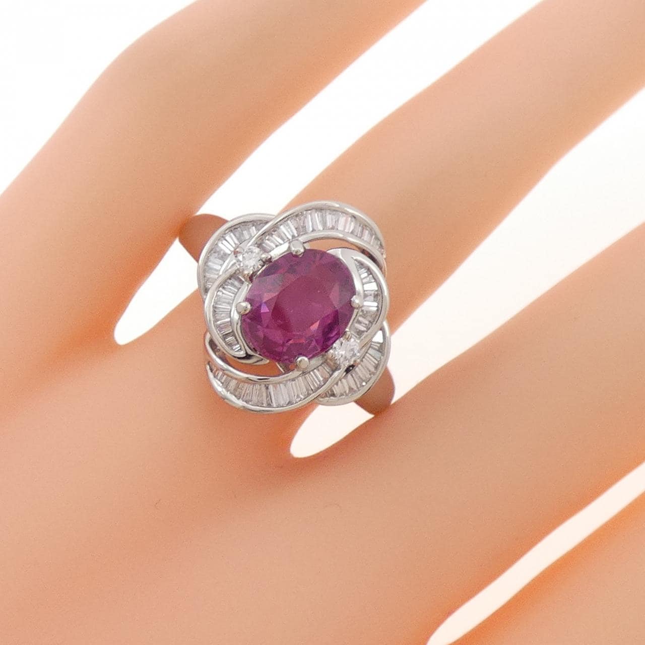 PT950 非加熱 ルビー リング 2.566CT
