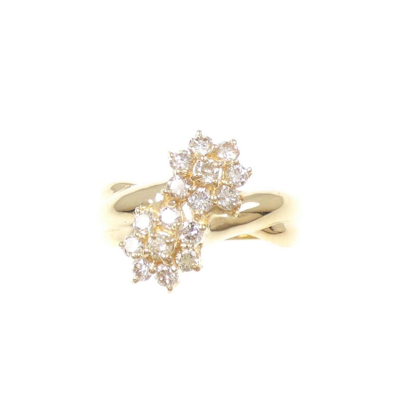 K18YG フラワー ダイヤモンド リング 0.50CT