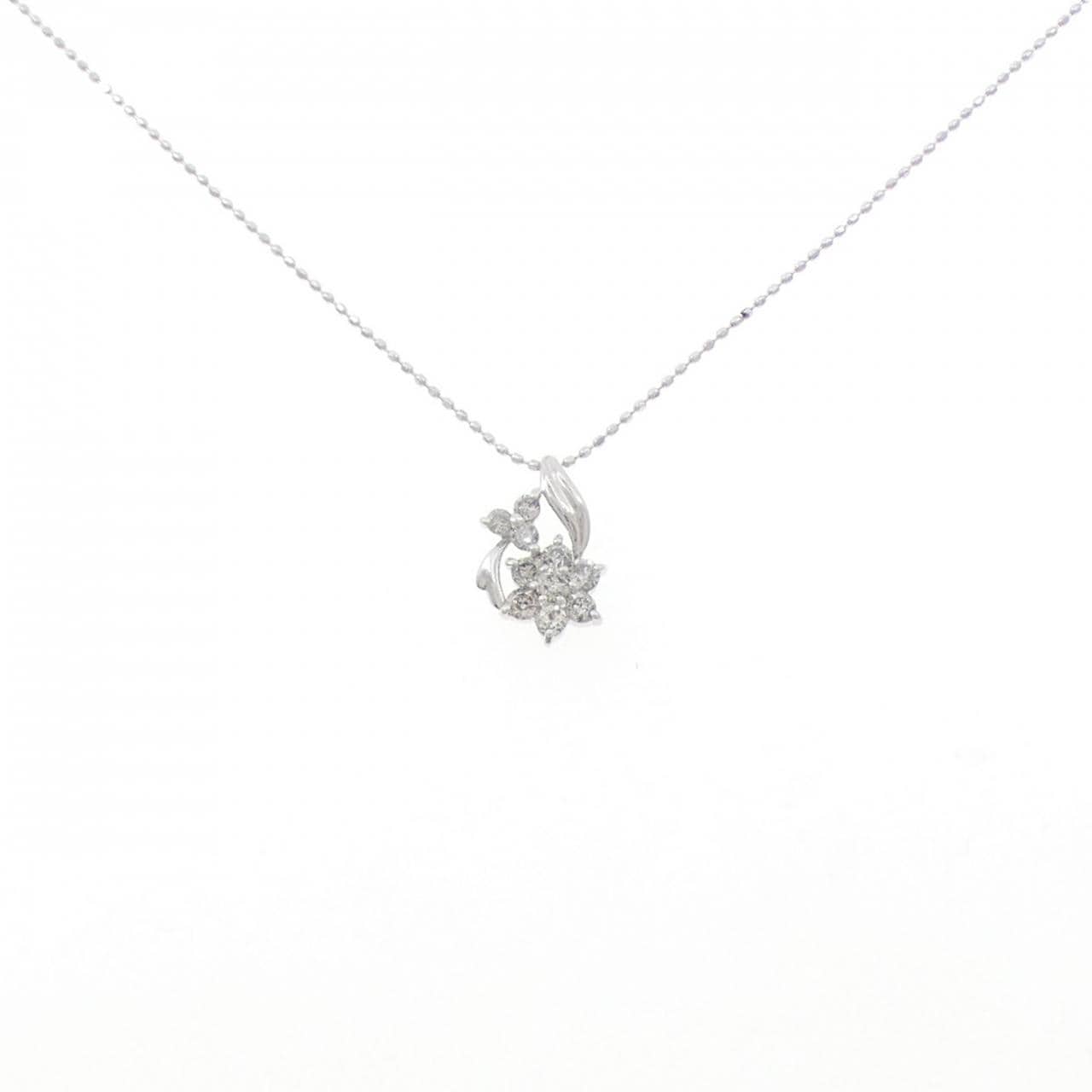 K18WG フラワー ダイヤモンド ネックレス 0.50CT
