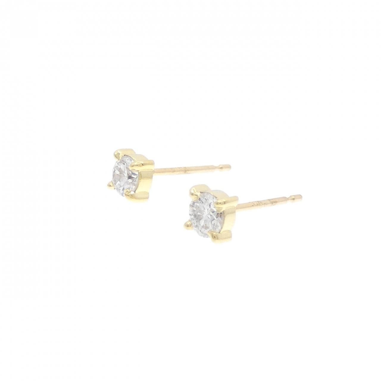 K18YG solitaire Diamond earrings