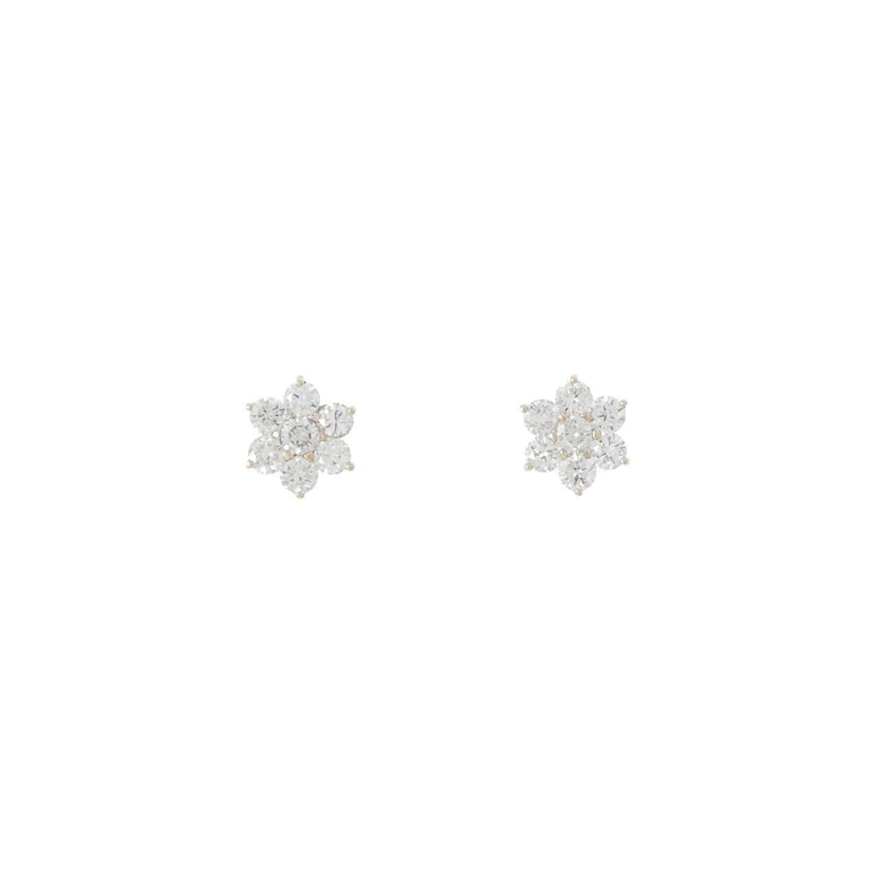 【リメイク】K10YG フラワー ダイヤモンド ピアス 0.50CT