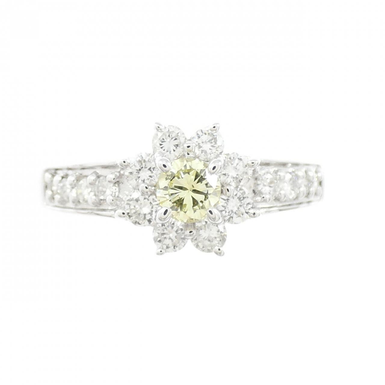 K18WG フラワー ダイヤモンド リング 0.17CT