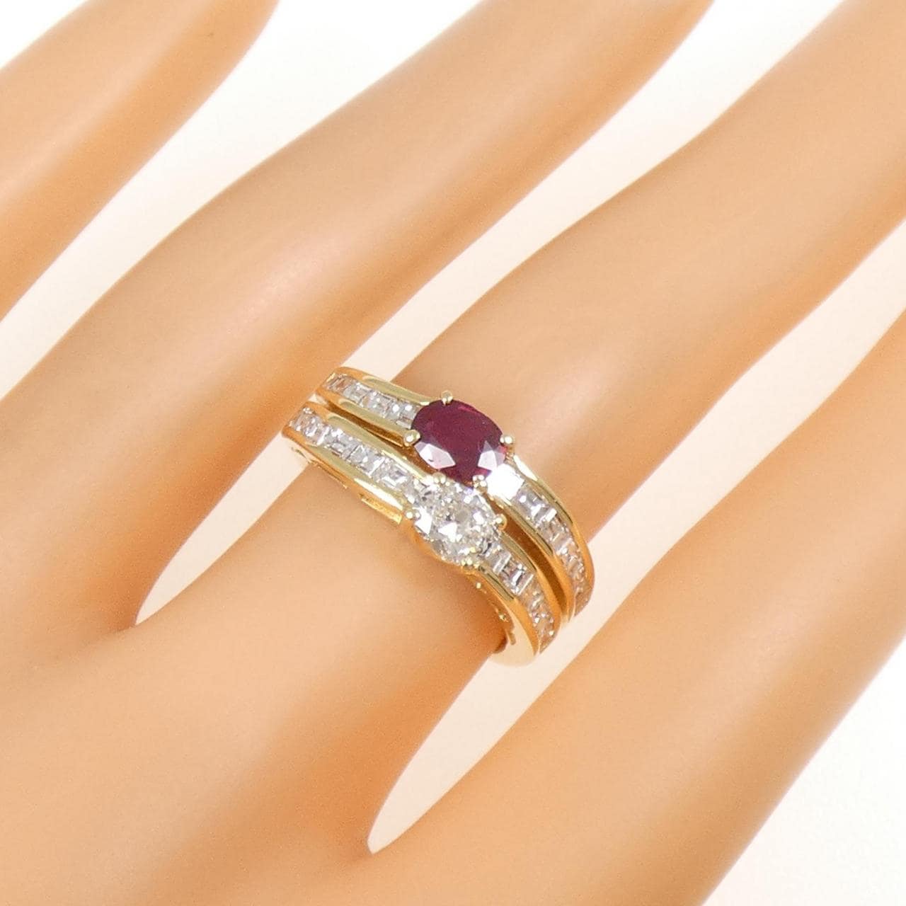 K18YG ルビー リング 0.49CT