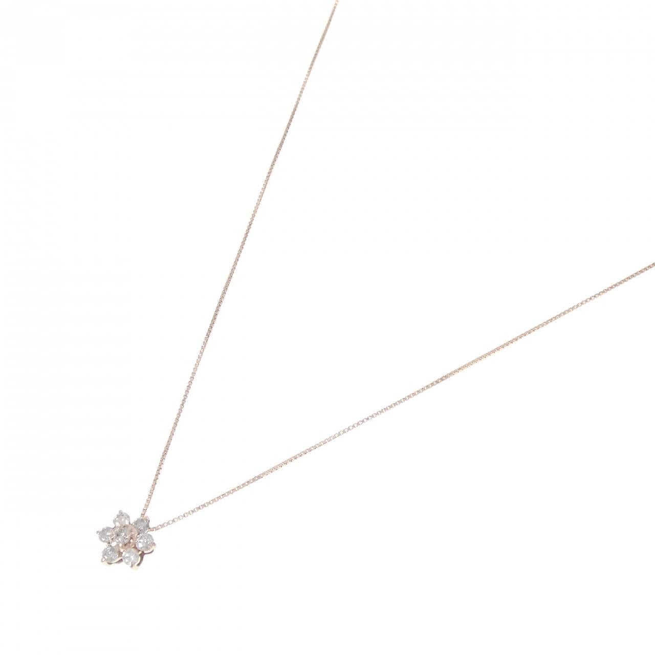 K10PG フラワー ダイヤモンド ネックレス 0.20CT