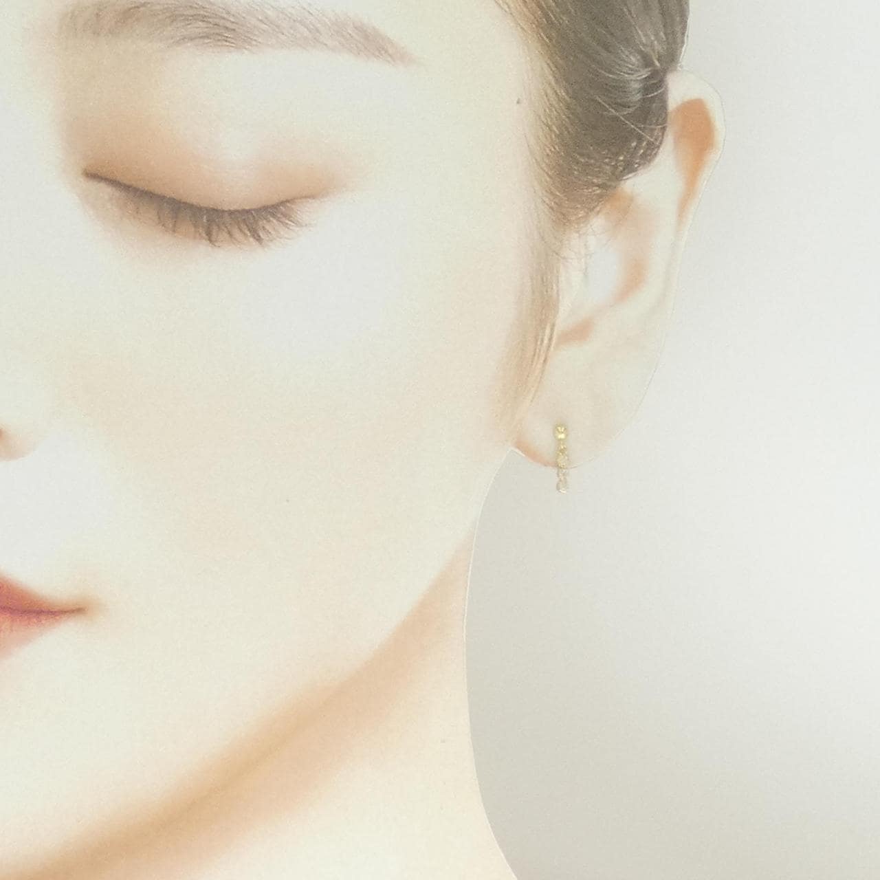 K18YG スリーストーン ダイヤモンド ピアス 0.10CT