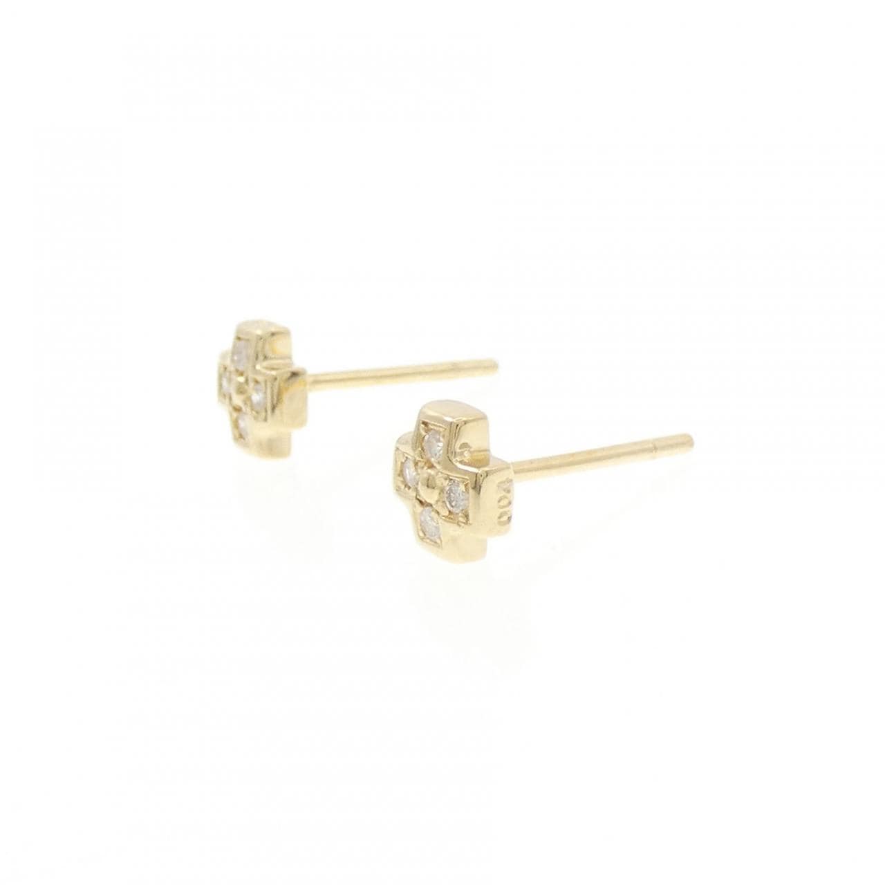 K18YG クロス ダイヤモンド ピアス 0.08CT