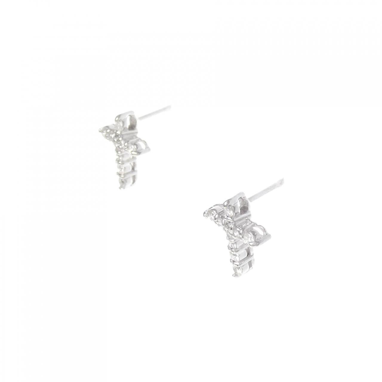 K18WG クロス ダイヤモンド ピアス 0.20CT