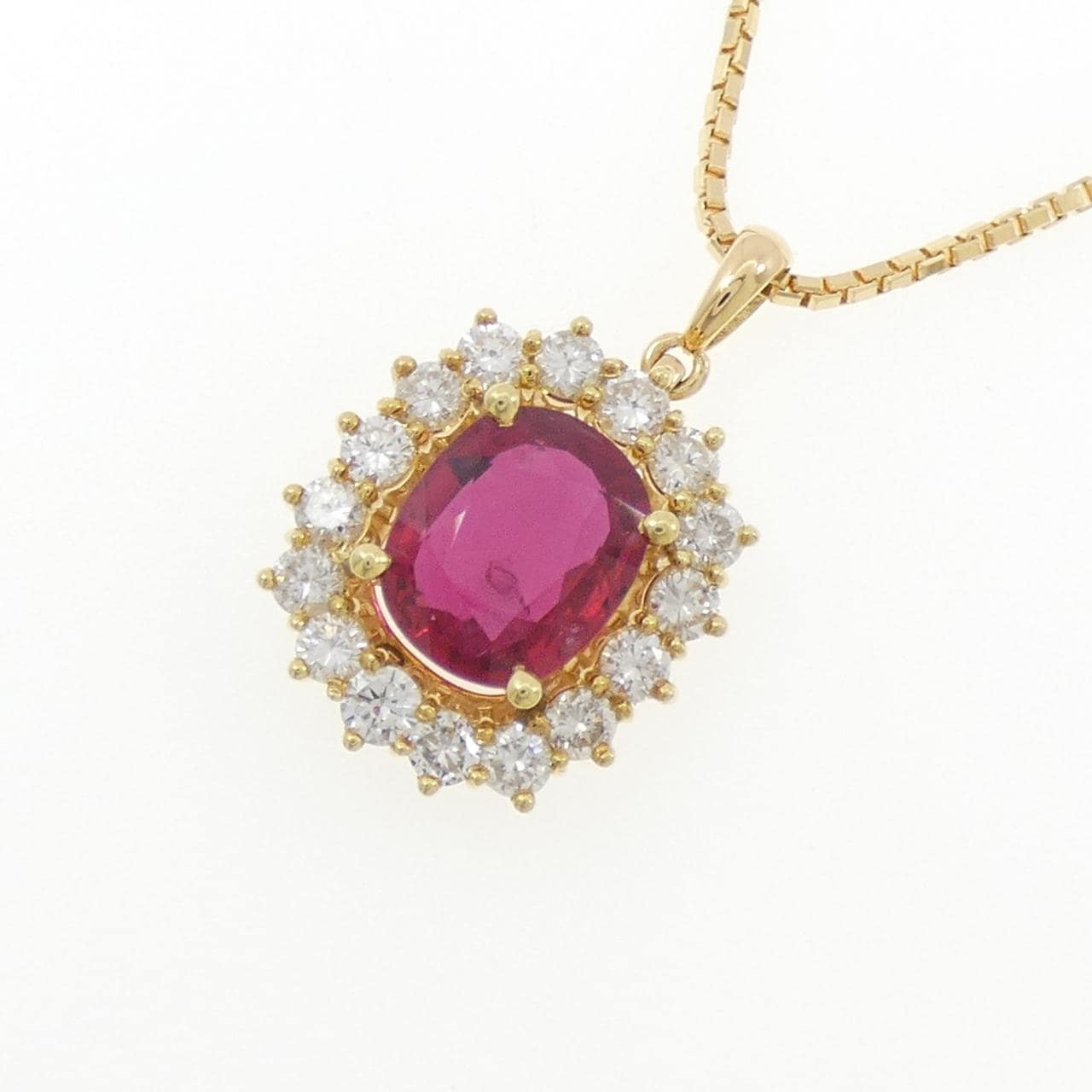 K18YG ルビー ネックレス 3.27CT