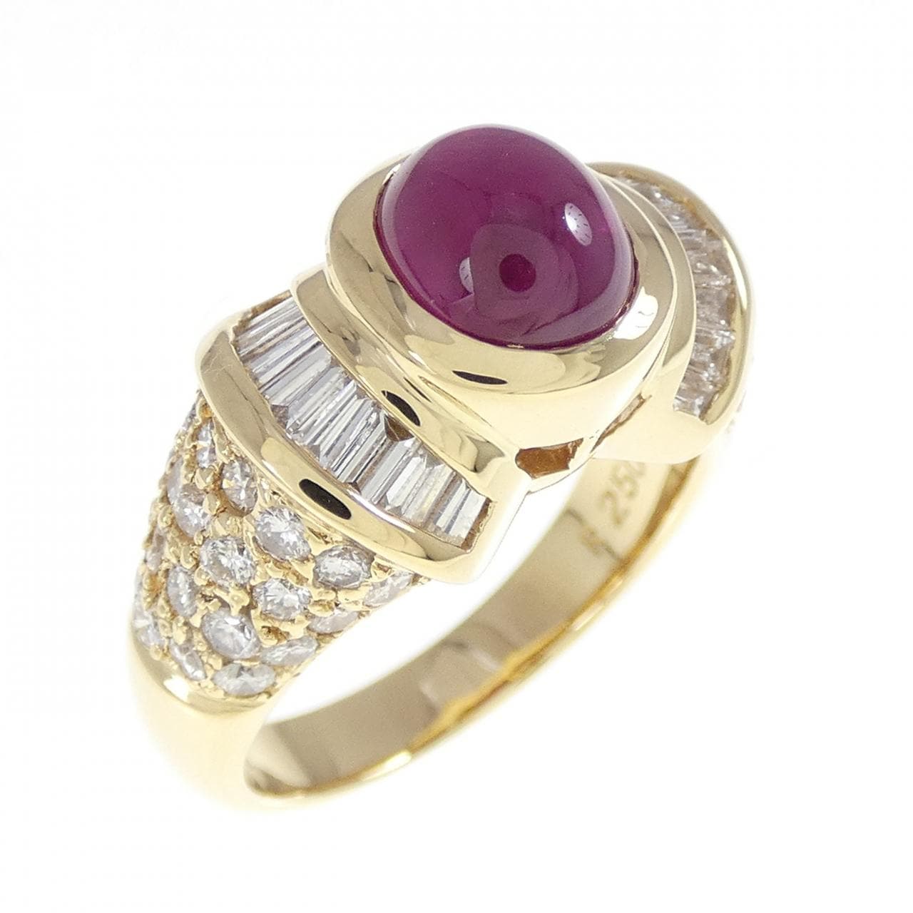 K18YG ルビー リング 2.50CT