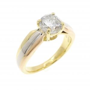 K18YG/PT900/K18PG ダイヤモンド リング 0.892CT