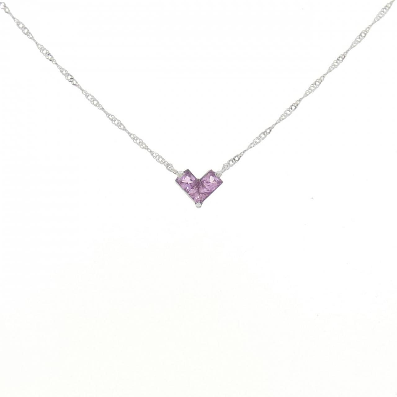 K18WG ハート サファイヤ ネックレス 0.30CT