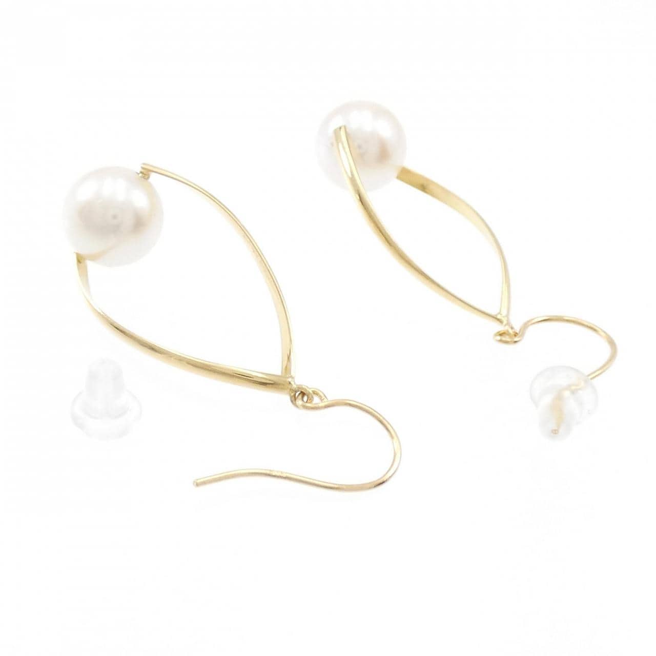 [BRAND NEW] K18YG Akoya pearl earrings 8mm