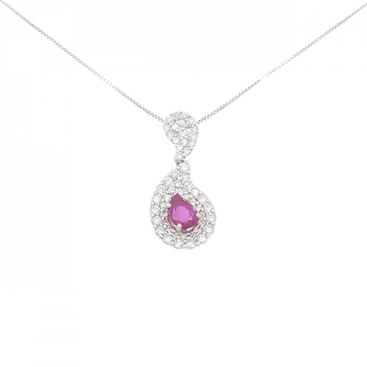 PT900/PT850 ルビー ネックレス 1.04CT