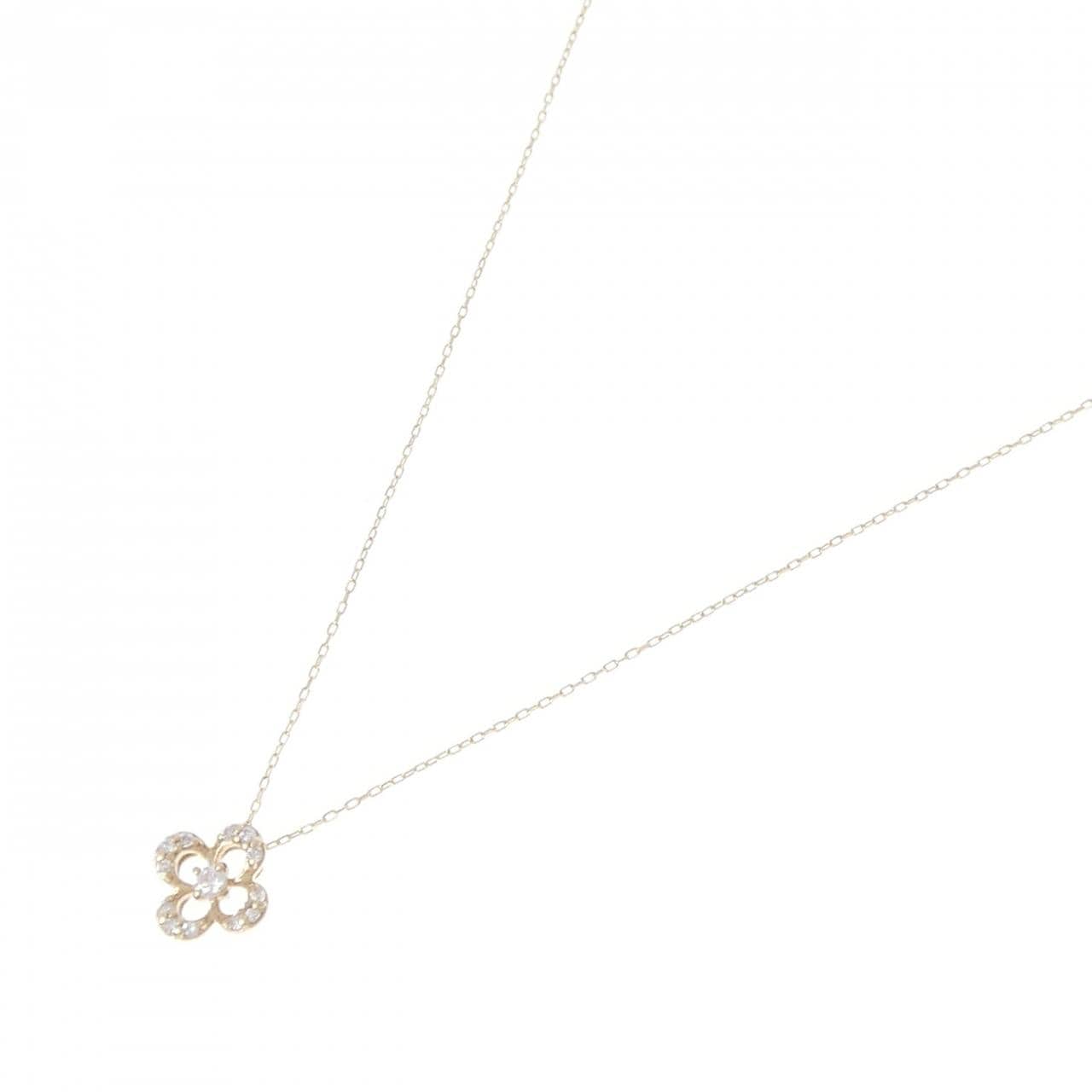K10YG フラワー ダイヤモンド ネックレス 0.10CT