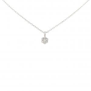 K18WG フラワー ダイヤモンド ネックレス 0.08CT