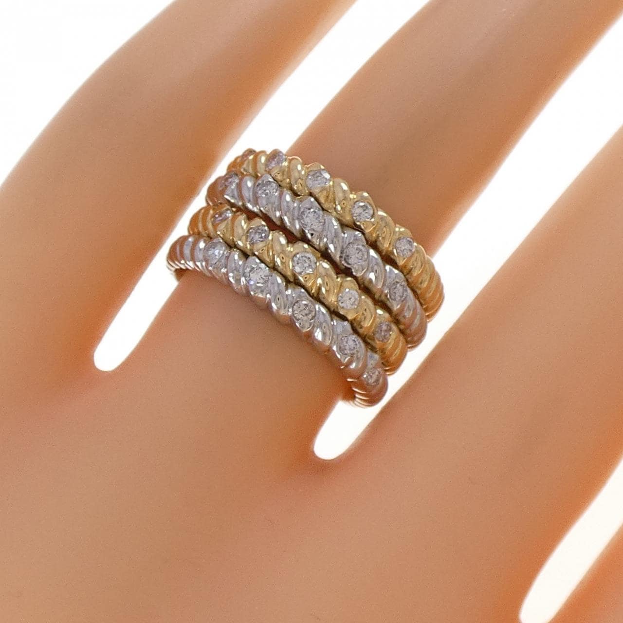 K18YG/PT900 ダイヤモンド リング 0.43CT