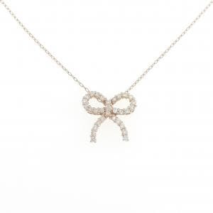 K18PG リボン ダイヤモンド ネックレス 0.30CT
