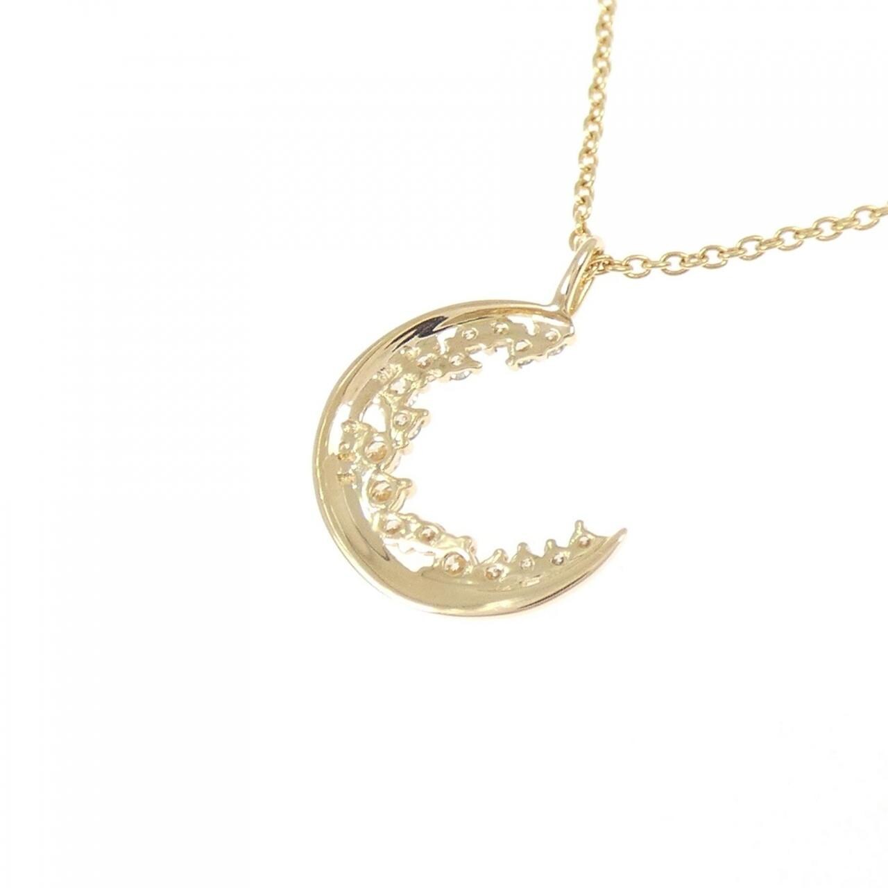 K18YG ムーン ダイヤモンド ネックレス 0.12CT