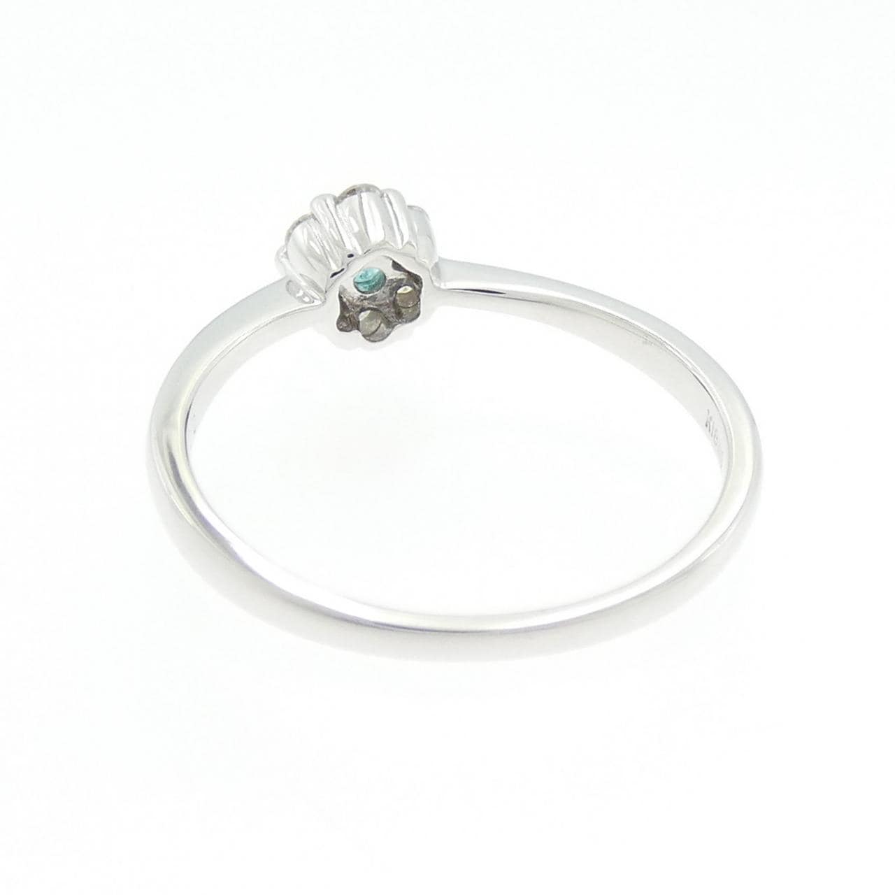 K18WG フラワー トルマリン リング 0.03CT
