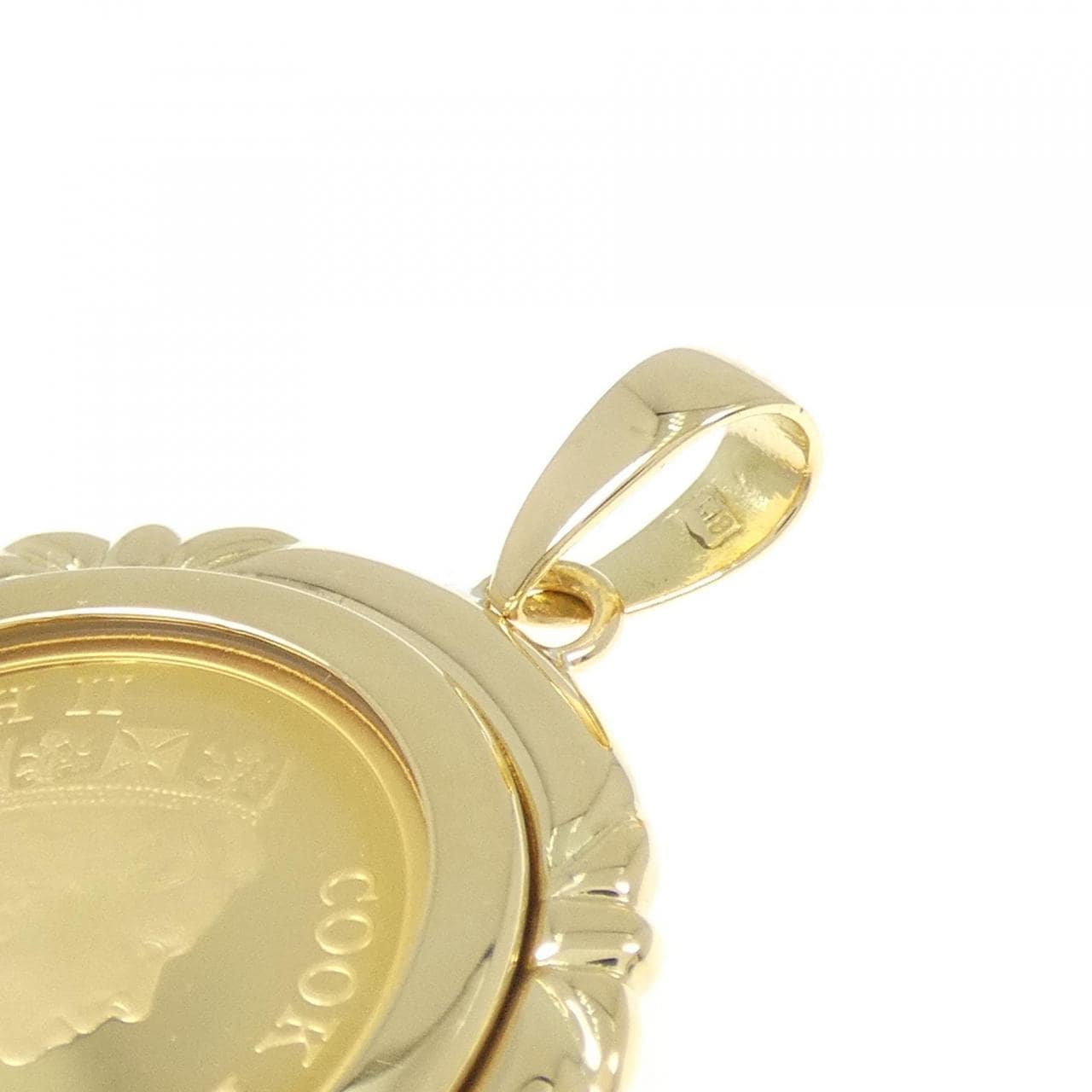 K18YG (frame) coin pendant