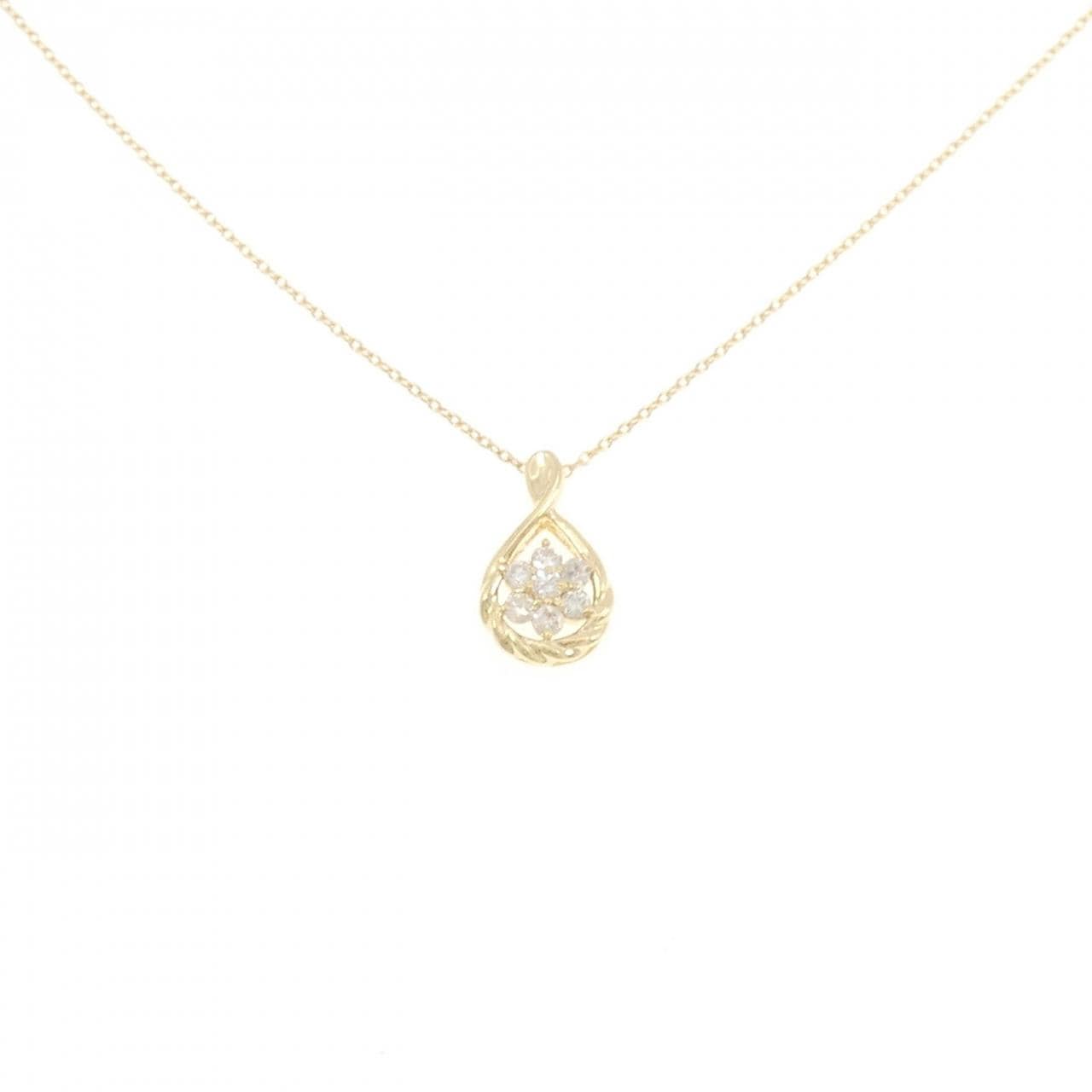 K18YG フラワー ダイヤモンド ネックレス 0.2CT