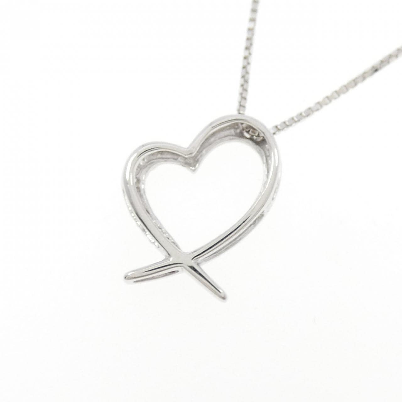 K10WG ハート ダイヤモンド ネックレス