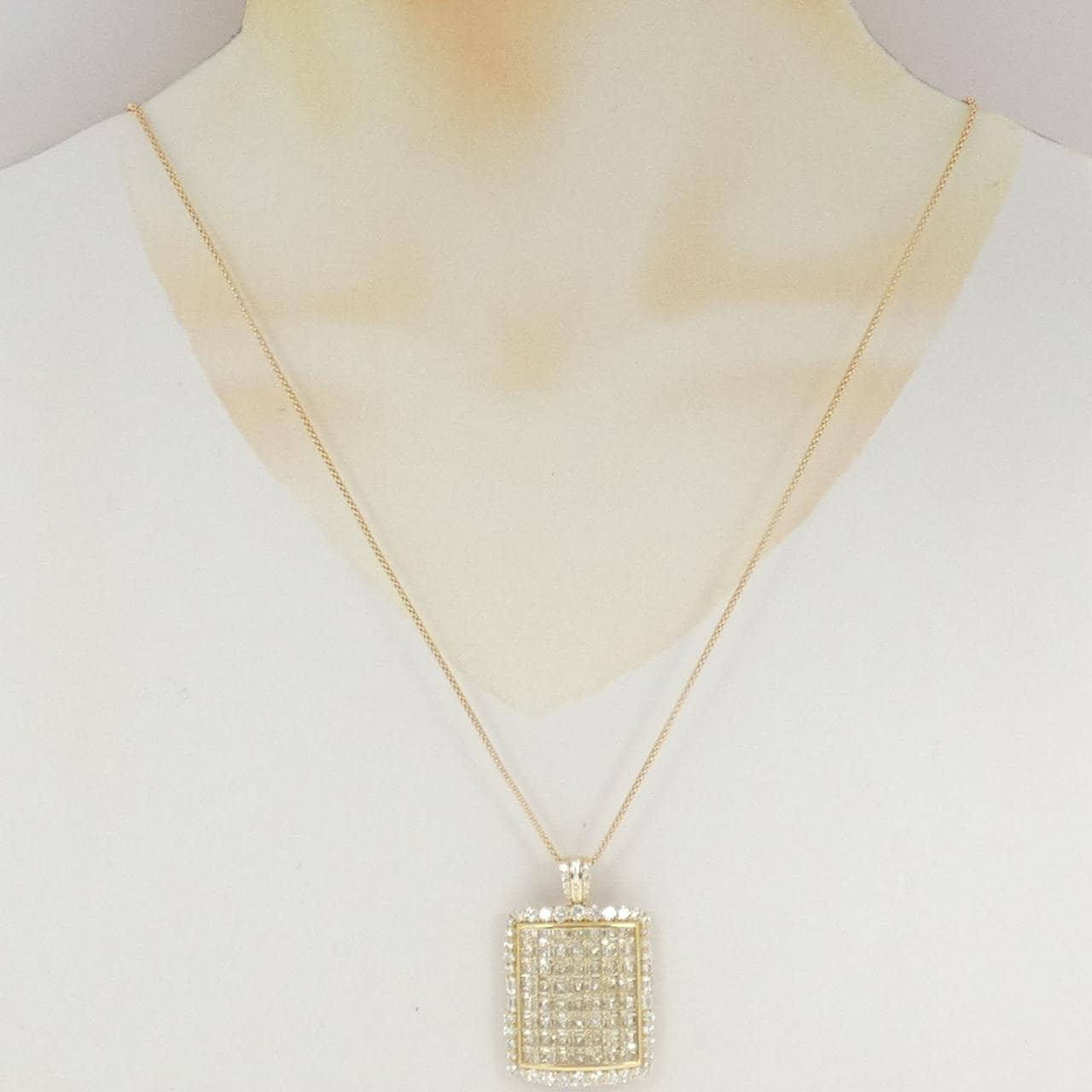 【新品】K18YG パヴェ ダイヤモンド ネックレス 7.00CT