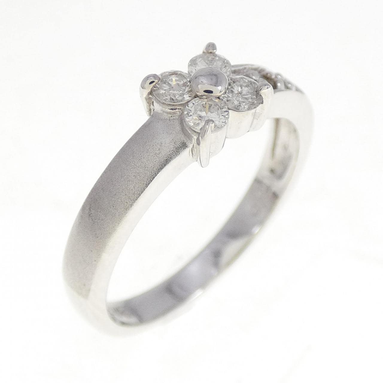 K14WG フラワー ダイヤモンド リング 0.20CT
