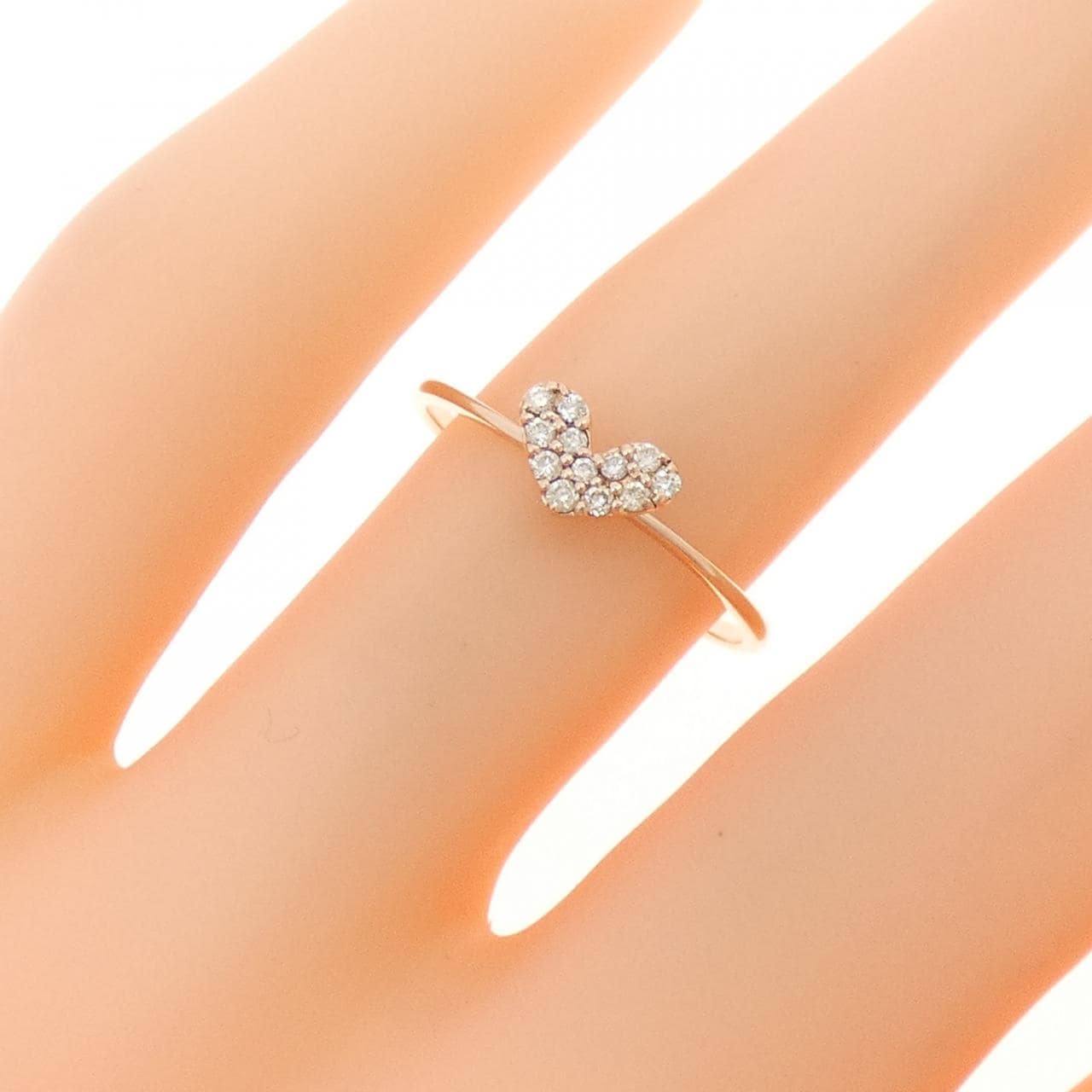 K10PG ハート ダイヤモンド リング