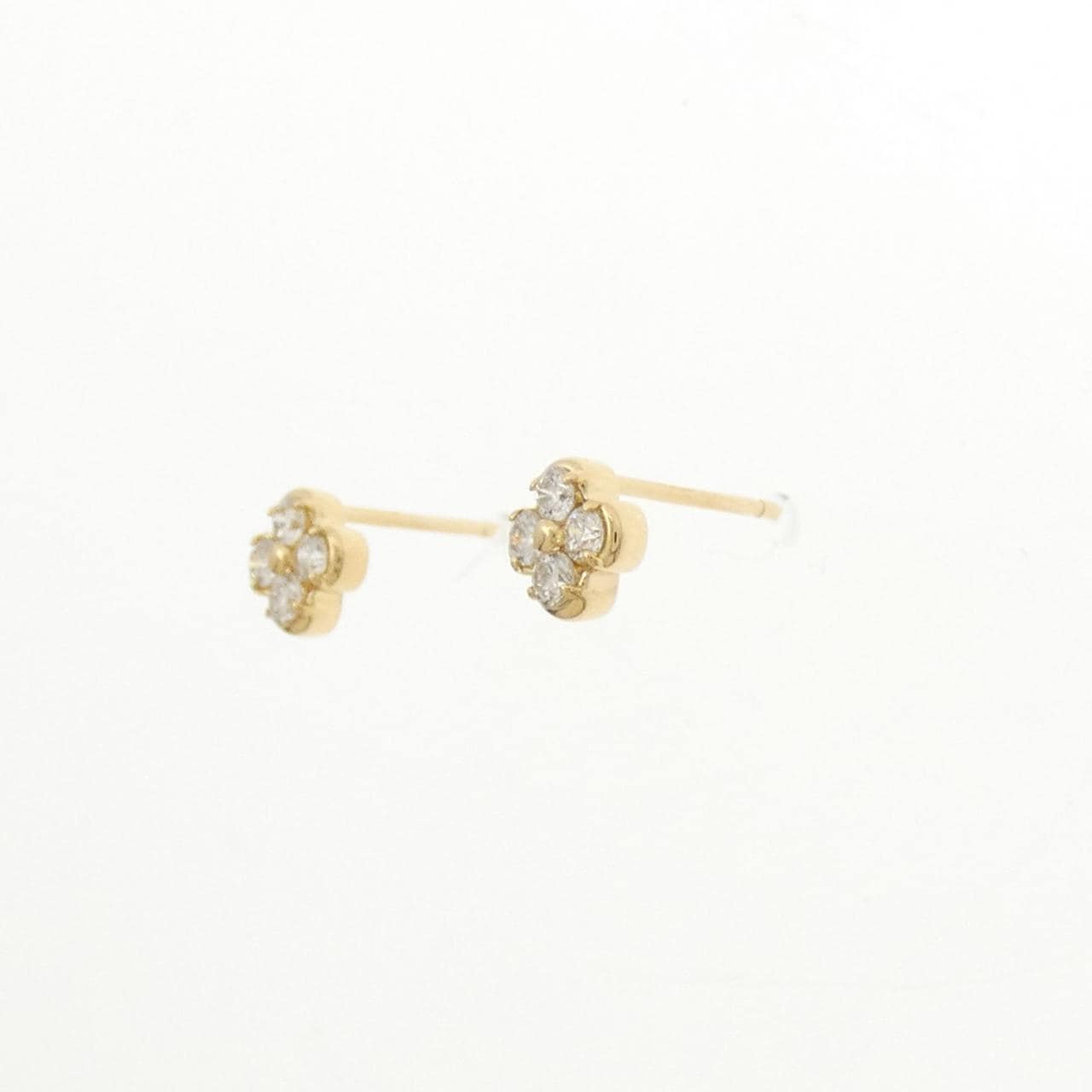 K18YG フラワー ダイヤモンド ピアス 0.20CT