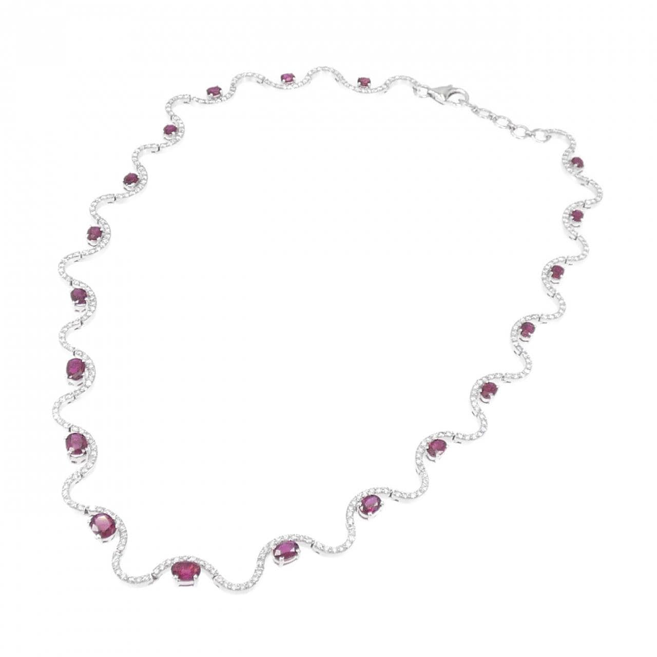K18WG ルビー ネックレス 8.00CT