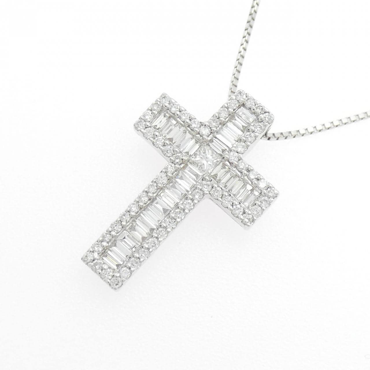 750WG/K18WG ダイヤモンド ネックレス 0.87CT