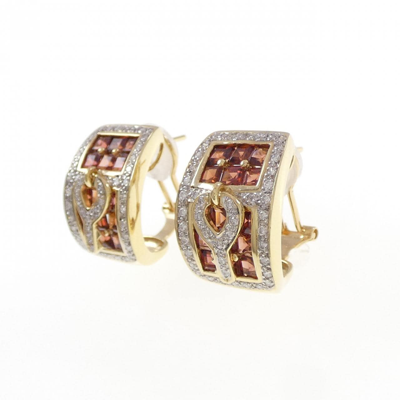 K18YG/K18WG キー ガーネット ピアス 6.00CT