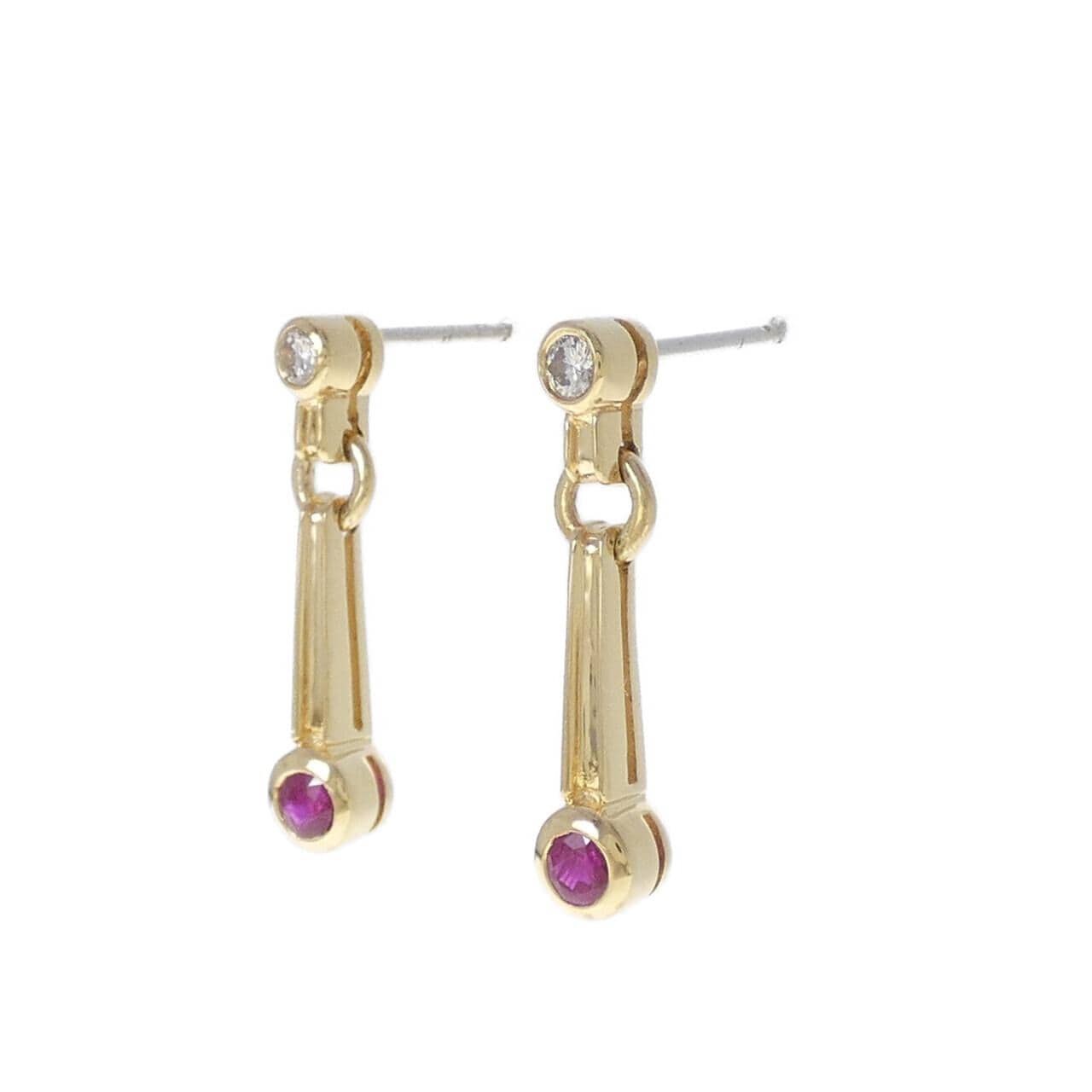 K18YG/K18WG ルビー ピアス 0.32CT