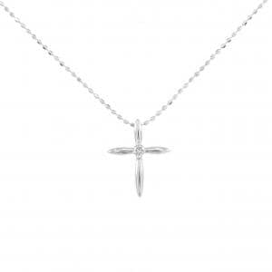 K18WG クロス ダイヤモンド ネックレス 0.03CT