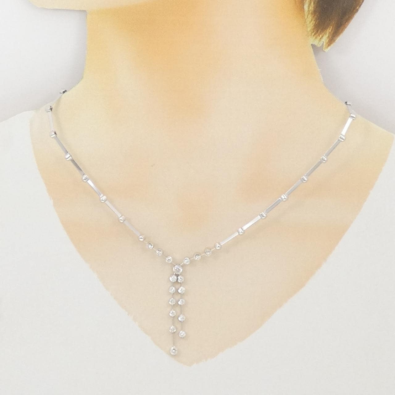 K18WG ダイヤモンド ネックレス 1.00CT