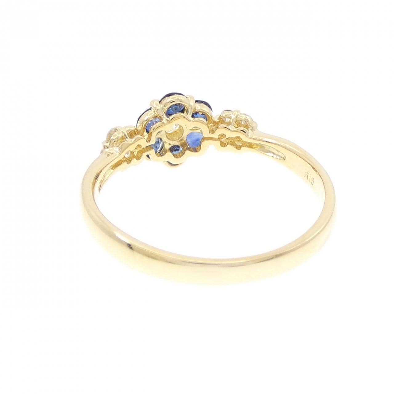 K18YG Flower Sapphire Ring 0.39CT