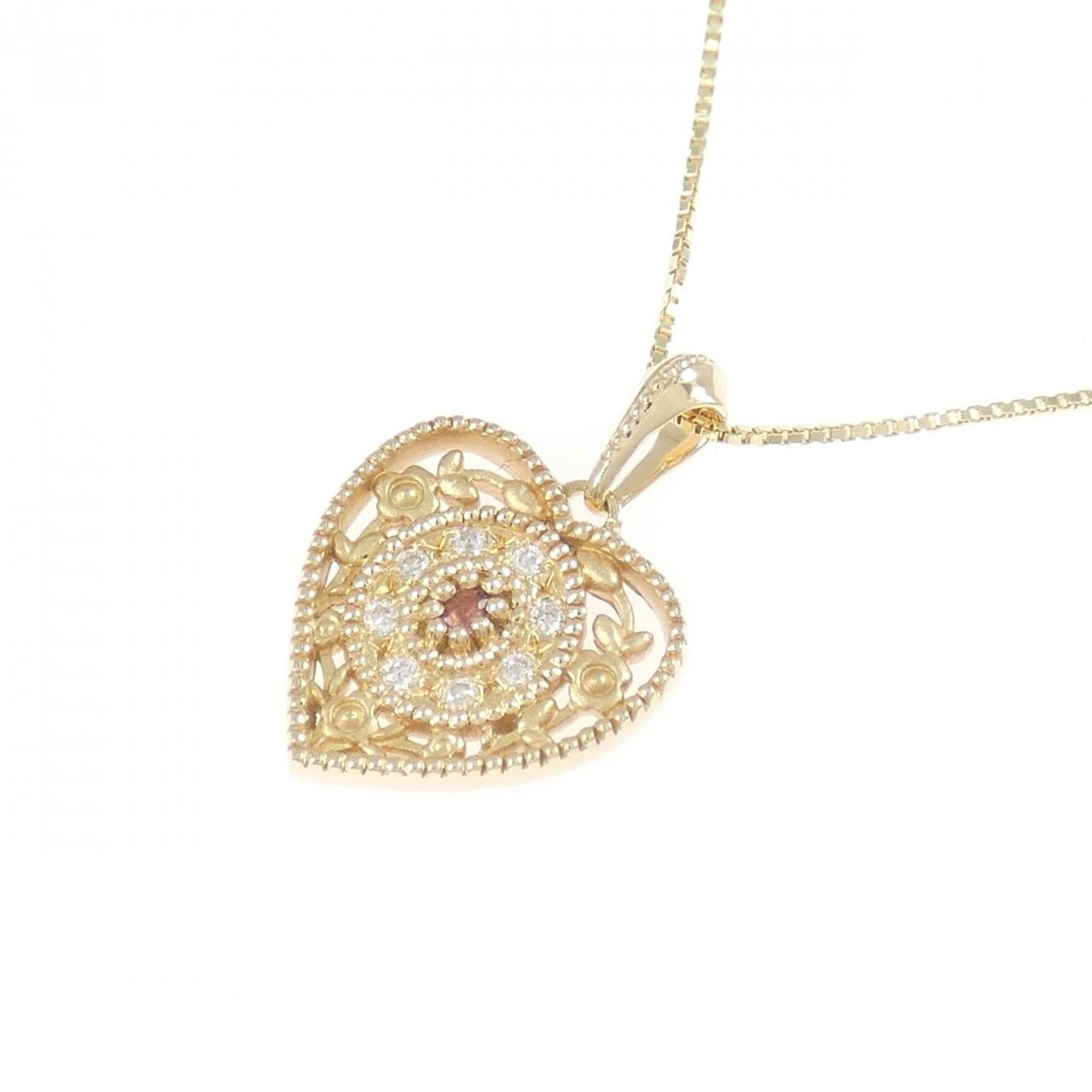 K10YG ハート トルマリン ネックレス