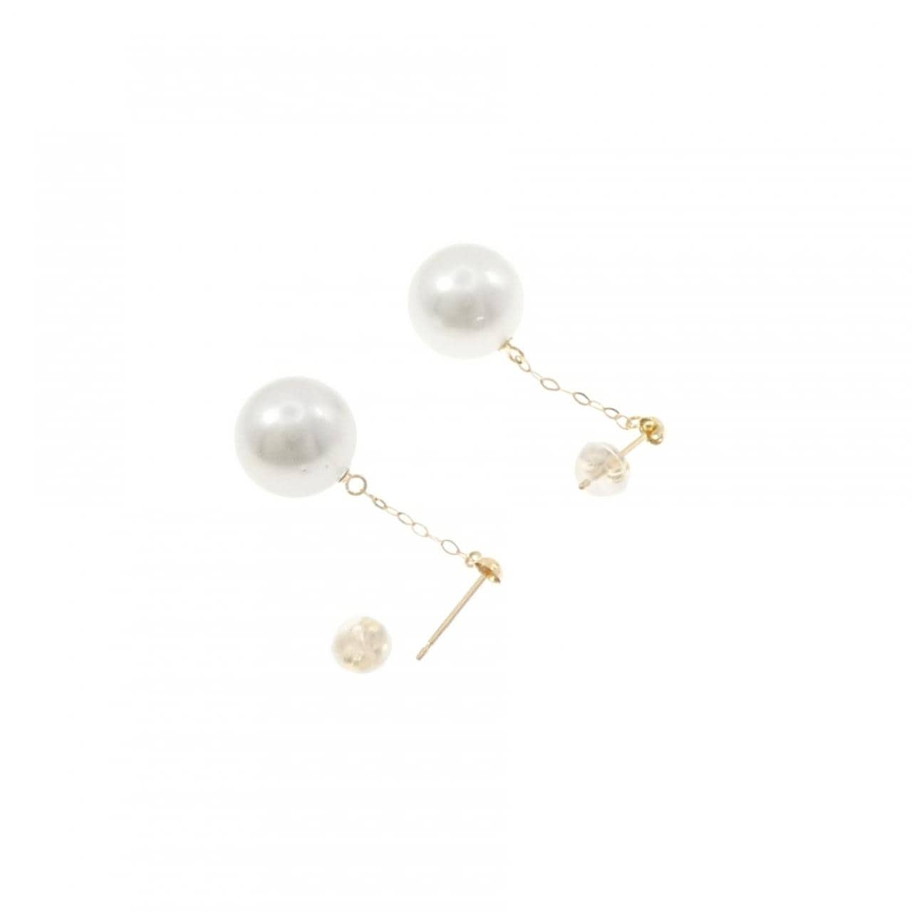 K18YG 白蝶パール ピアス 11.1mm