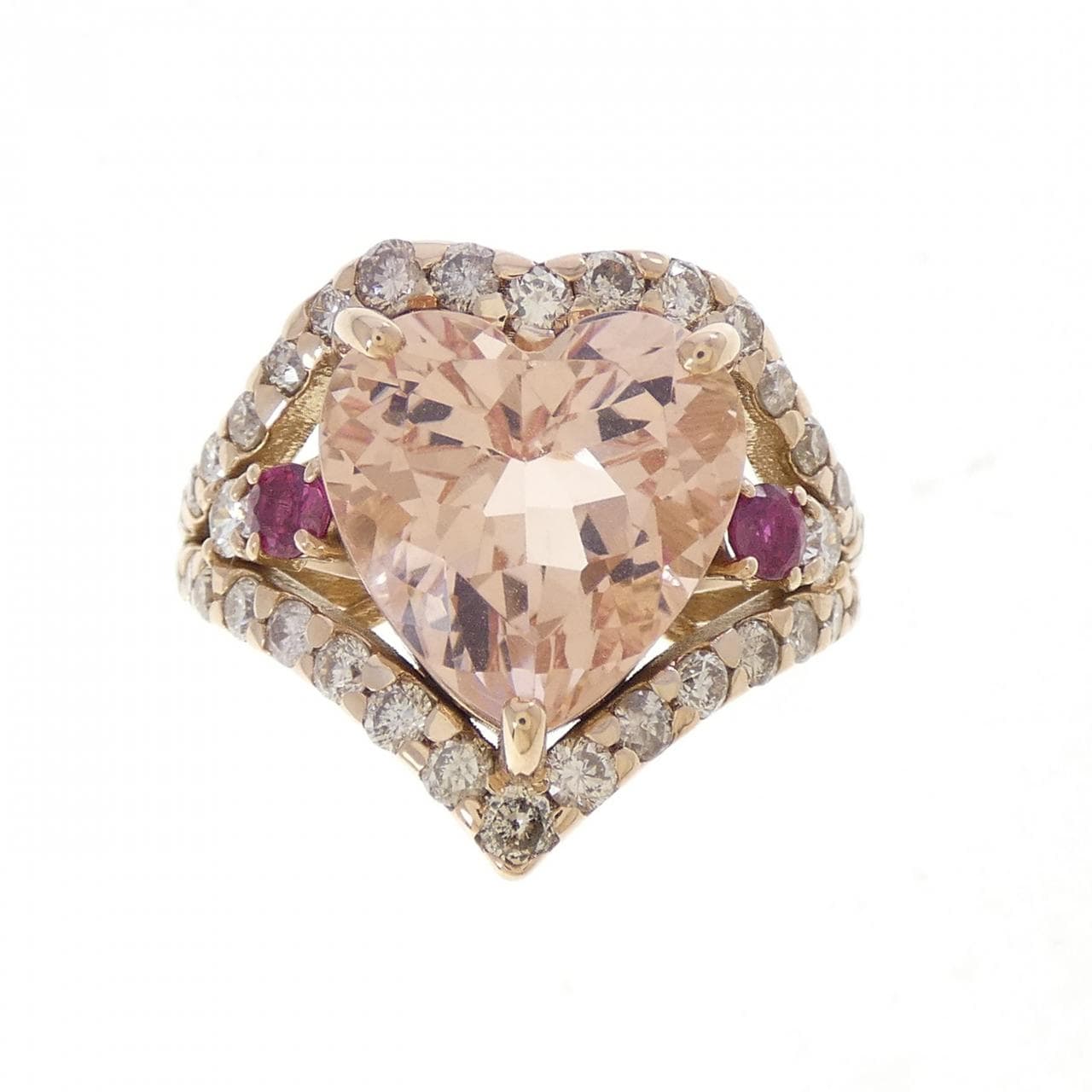 K18PG ハート モルガナイト リング 5.84CT