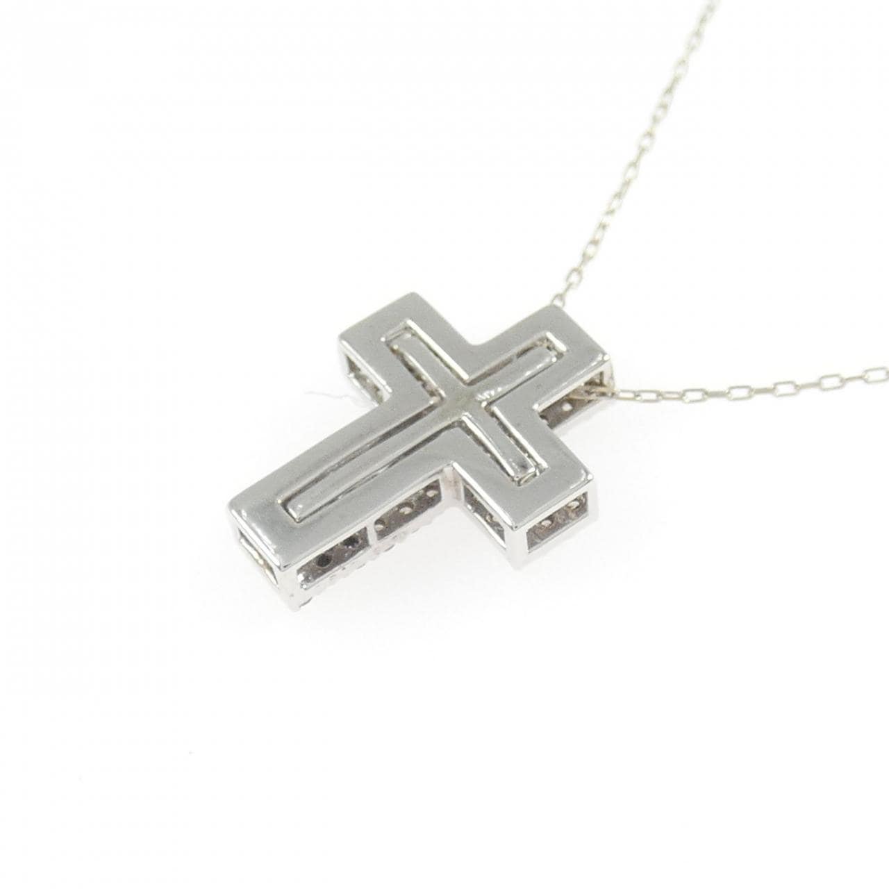 K18WG クロス ダイヤモンド ネックレス 0.30CT