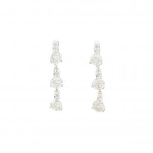 K18WG スリーストーン ダイヤモンド ピアス 2.29CT