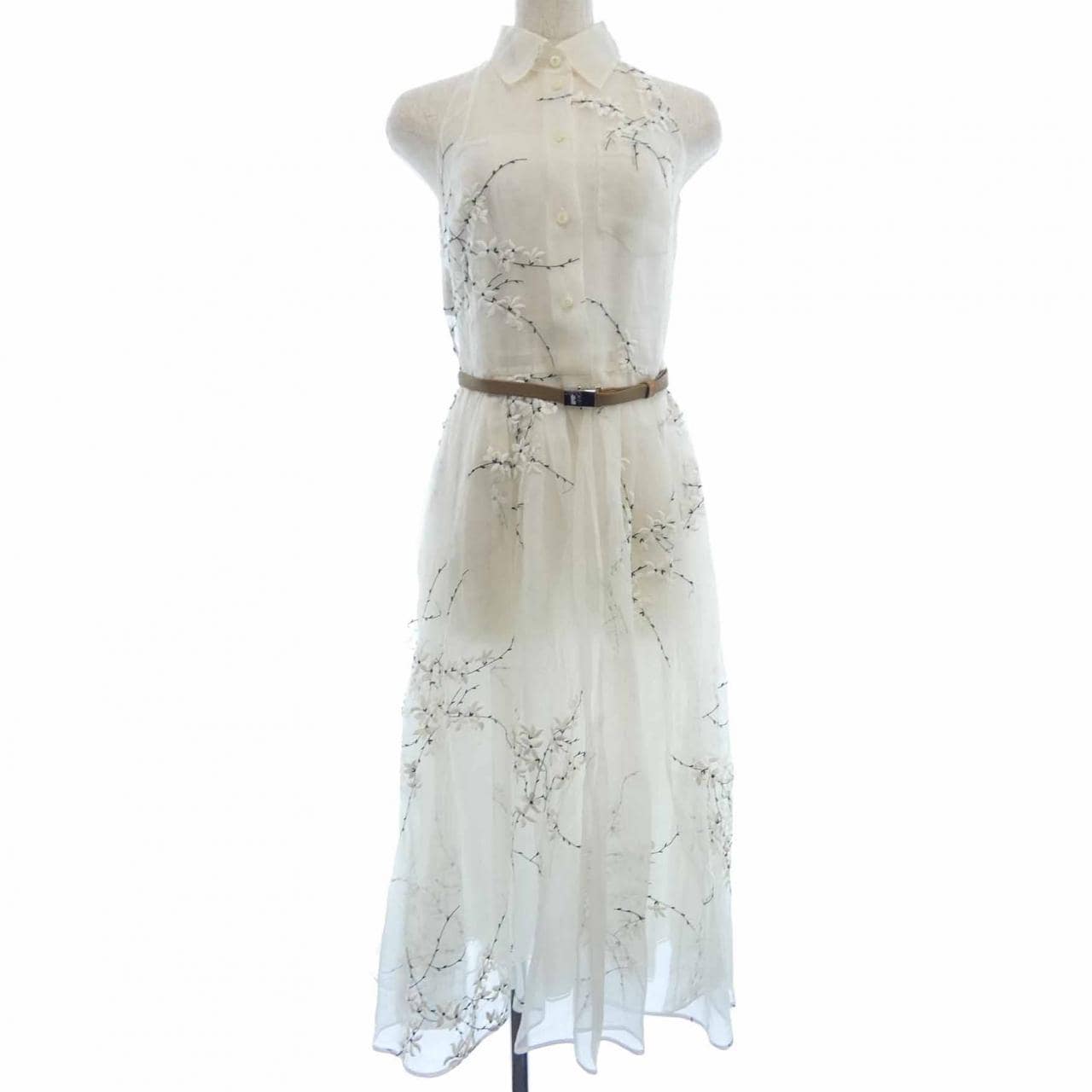 プラダ PRADA FLORAL EMBROIDERED SILK MIDI DRESS P3L88R SOOO 14KF ワンピース