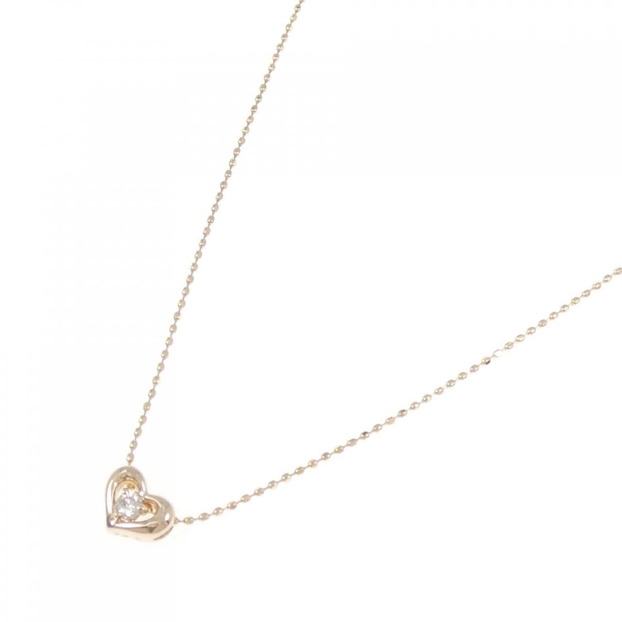 K18PG ハート ダイヤモンド ネックレス 0.05CT